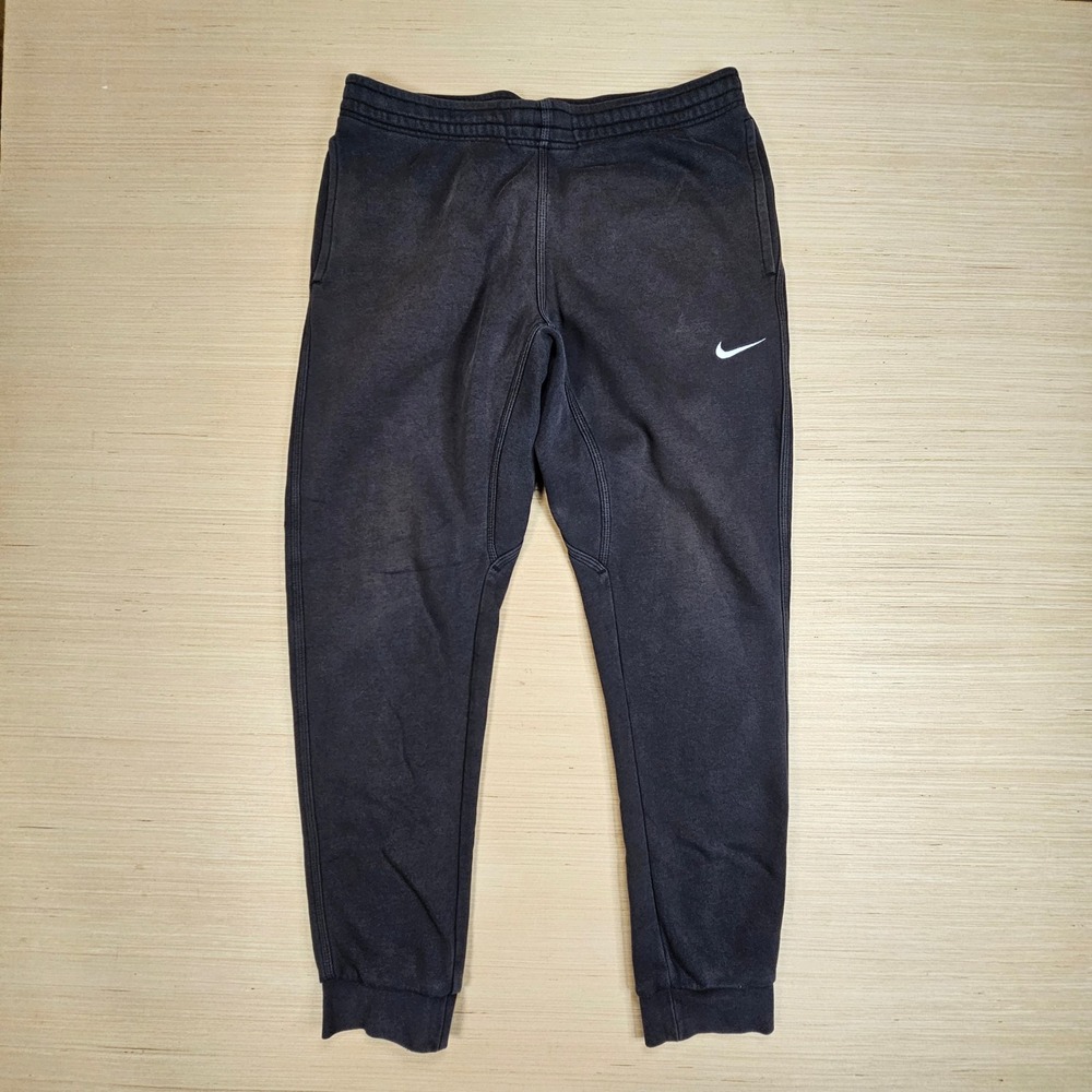 Nike Sportswear Fleece Joggers Sweatpants Mens L Black Fleece Swoosh 826431-010 - Picture 2 of 14